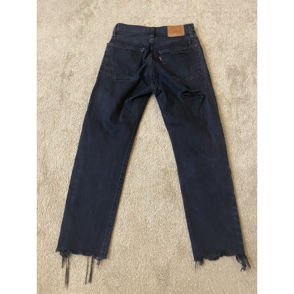 Levi's 501® Original Cropped Distressed Black Women's Jeans Size 24 - Picture 15 of 16